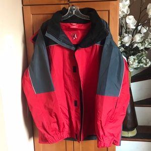 Heavy duty red/dark grey windbreaker size XL